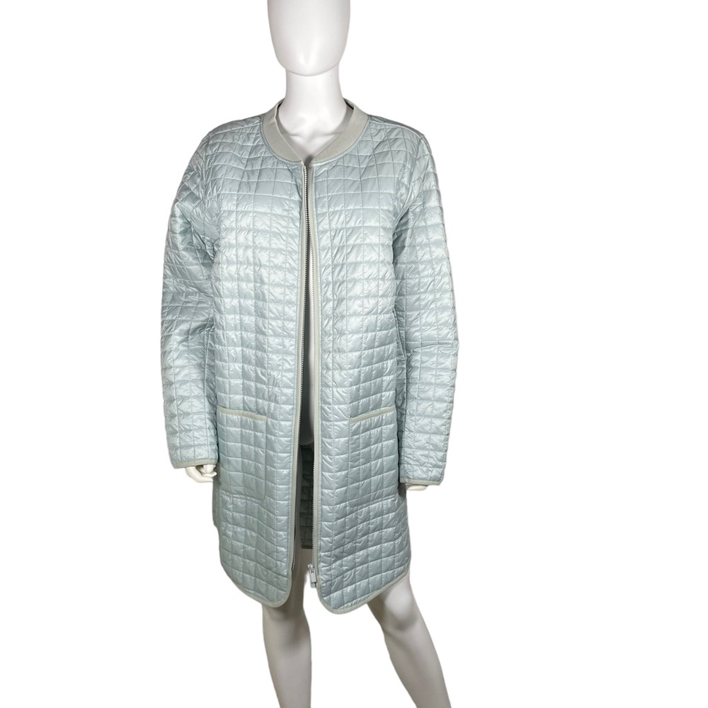 Athleta Light Blue Quilted Long Jacket, sz XL tall